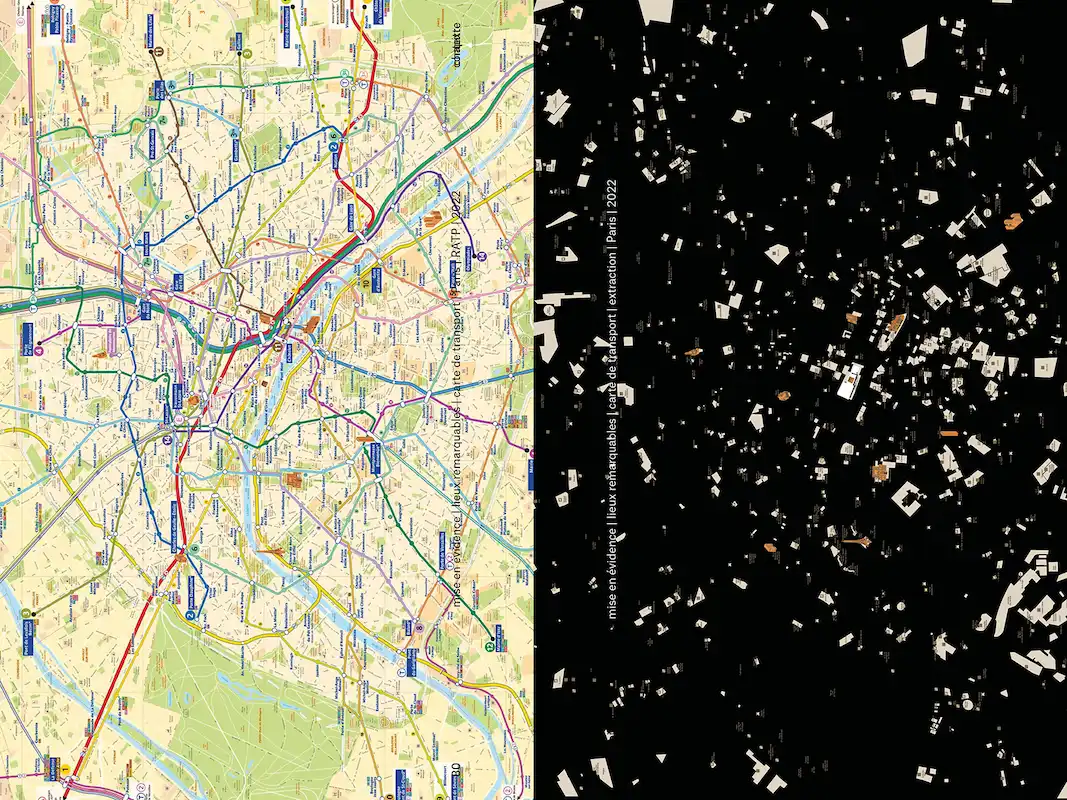 Double-page extraite du livre Le Design Orienté, cartes de transports publics